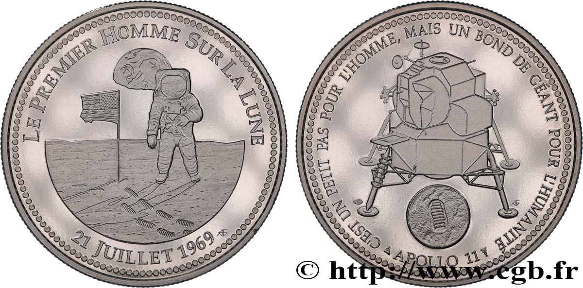 CONQUÊTE DE L&nbsp;ESPACE - EXPLORATION SPATIALE Médaille, Le premier homme sur la Lune fST
