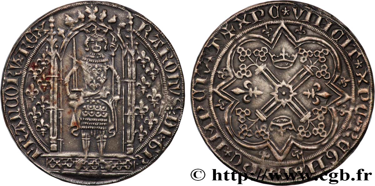 QUINTA REPUBLICA FRANCESA Médaille, Franc à pied de Charles V, reproduction, Exemplaire Éditeur EBC