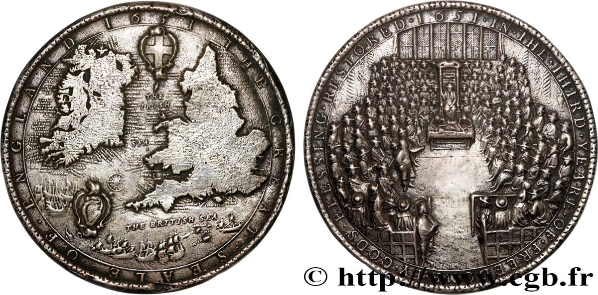 COMMONWEALTH Fonte, Reproduction du second sceau du Commonwealth de 1659-1660, Exemplaire Éditeur EBC