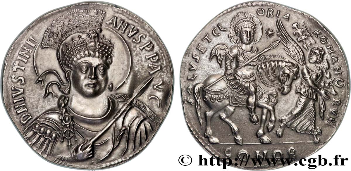 JUSTINIEN Ier Médaille, Reproduction d’une médaille de Justinien Ier, Commémoration de la Victoire de Belisaire sur le royaume des Vandales SUP