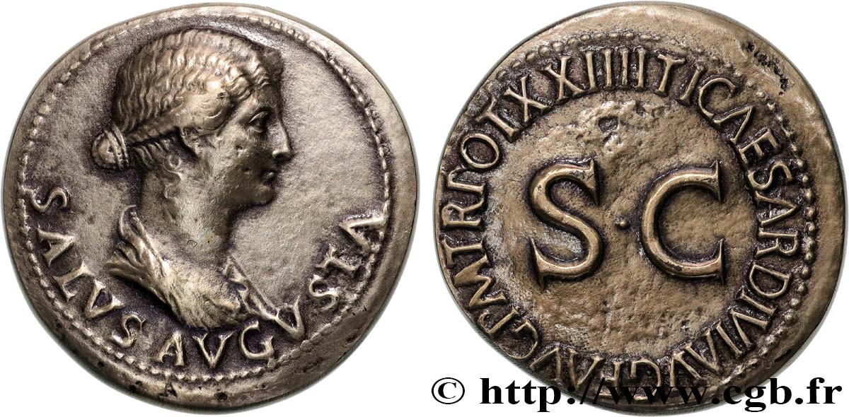 LIVIE Médaille, Reproduction d’un Dupondius de Tibère et Livie, Exemplaire Éditeur SUP