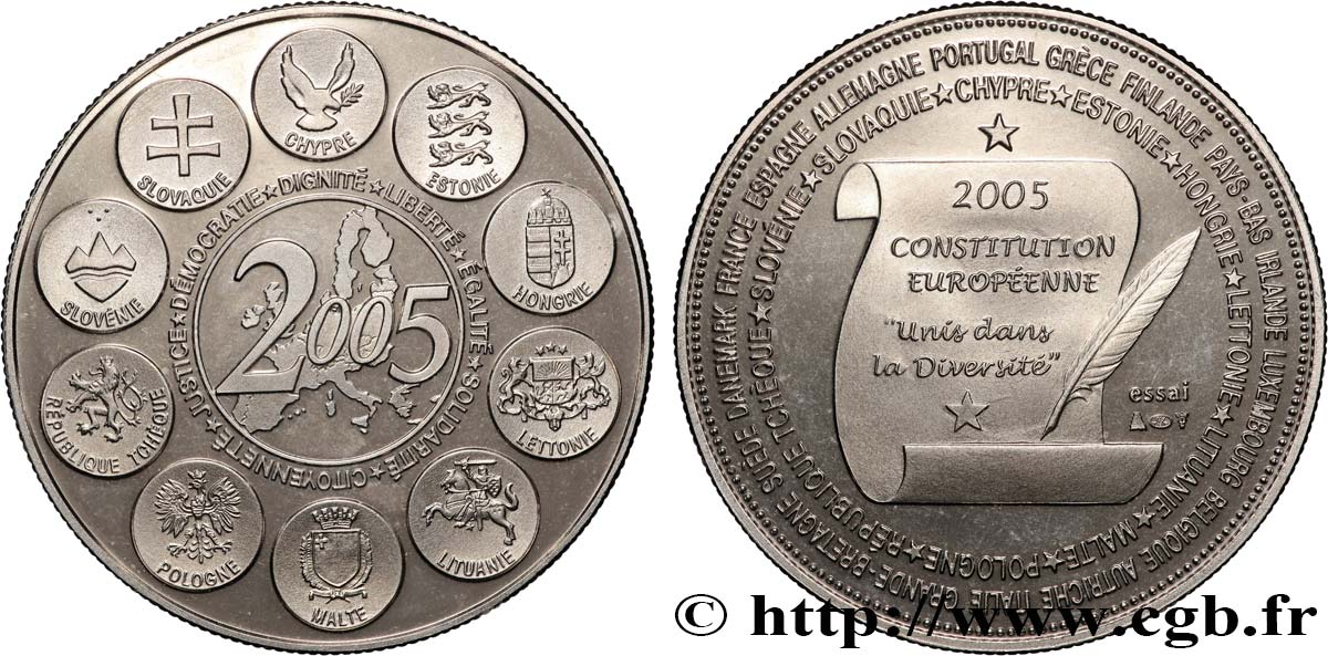 FUNFTE FRANZOSISCHE REPUBLIK Médaille, Essai, Constitution européenne VZ