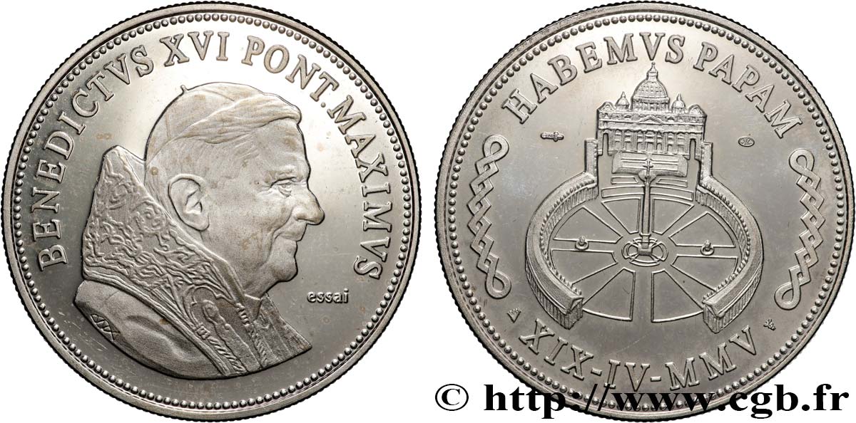 VATIKANSTAAT UND KIRCHENSTAAT Médaille, Benoît XVI, Essai, Habemus papam VZ