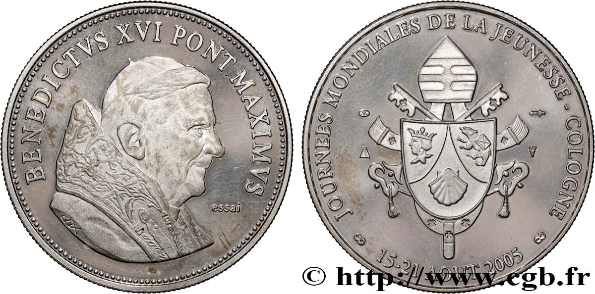 VATIKANSTAAT UND KIRCHENSTAAT Médaille, Essai, Journées mondiales de la jeunesse, Cologne VZ