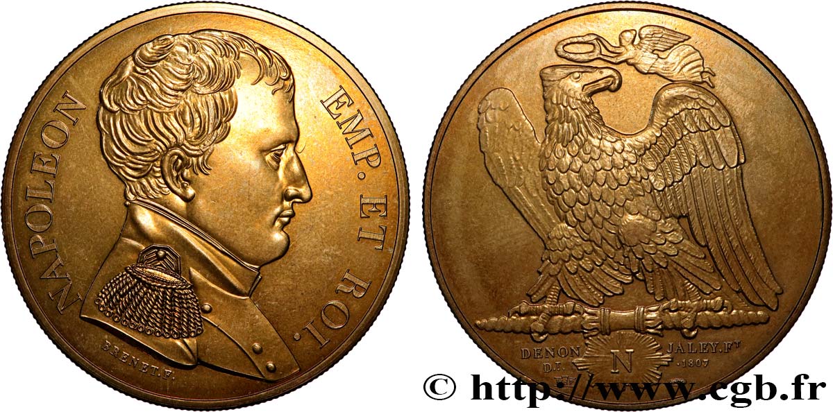 PREMIER EMPIRE / FIRST FRENCH EMPIRE Médaille, Napoléon Empereur et Roi, refrappe AU