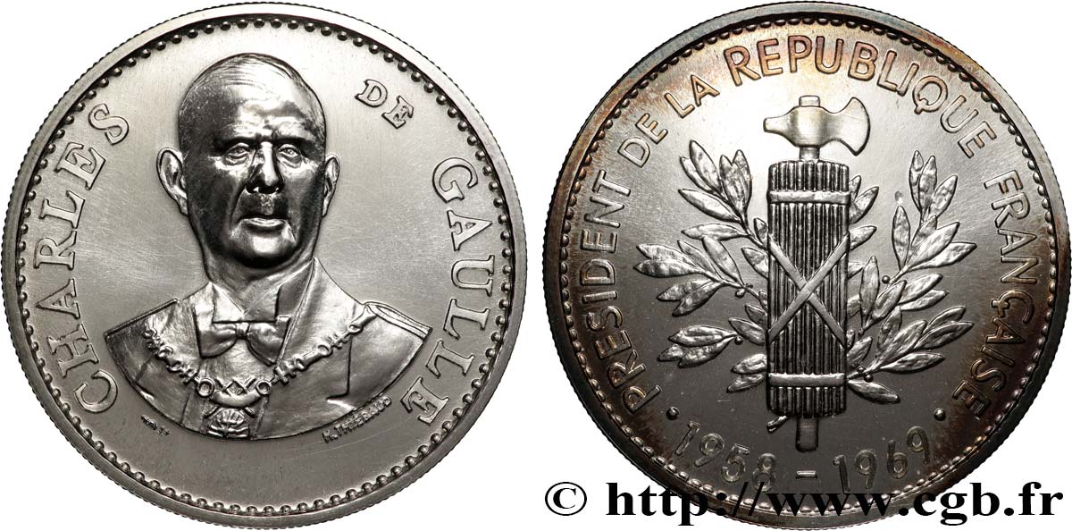FUNFTE FRANZOSISCHE REPUBLIK Médaille, Charles de Gaulle, Président de la Ve République fVZ
