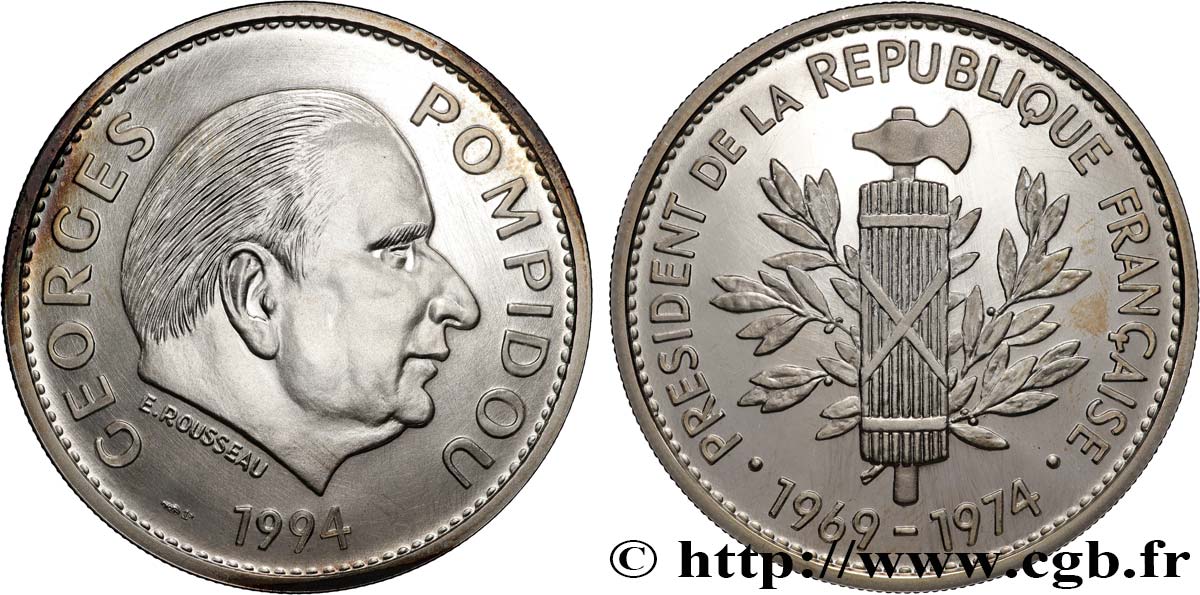 V REPUBLIC Médaille, Georges Pompidou, président de la République AU