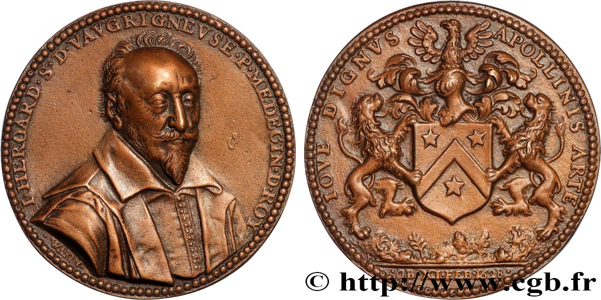 LOUIS XIII LE JUSTE Médaille, Jean Héroard TTB+