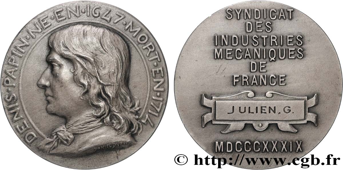 ASSOCIATIONS PROFESSIONNELLES - SYNDICATS Médaille, Denis Papin, Syndicat des industries mécaniques de France AU/AU
