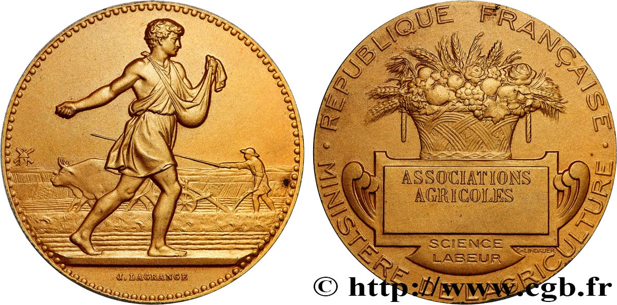 III REPUBLIC Médaille de récompense, Associations agricoles AU