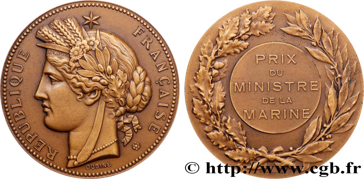 TROISIÈME RÉPUBLIQUE Médaille, Prix du Ministre de la Marine SUP