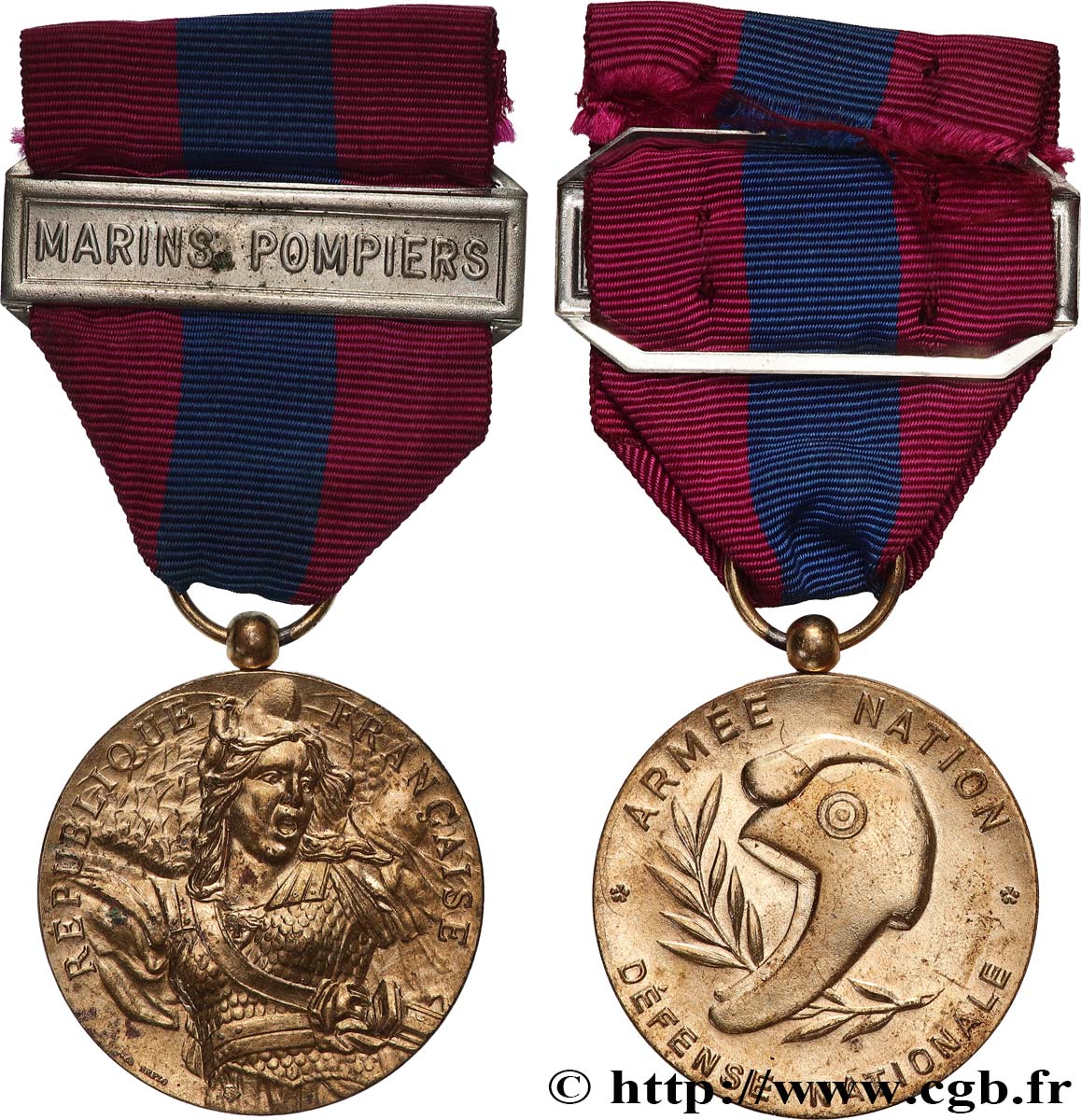 QUINTA REPUBBLICA FRANCESE Médaille, Défense nationale, Marins Pompiers q.SPL