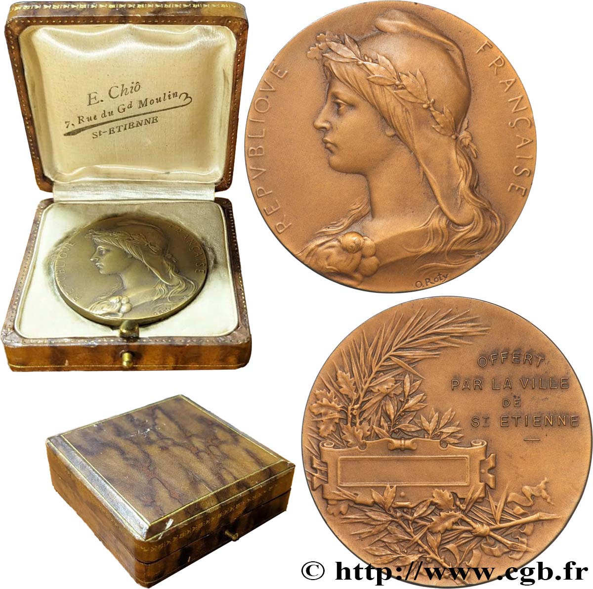 TROISIÈME RÉPUBLIQUE Médaille de récompense, offerte par la ville de Saint-Étienne TTB+