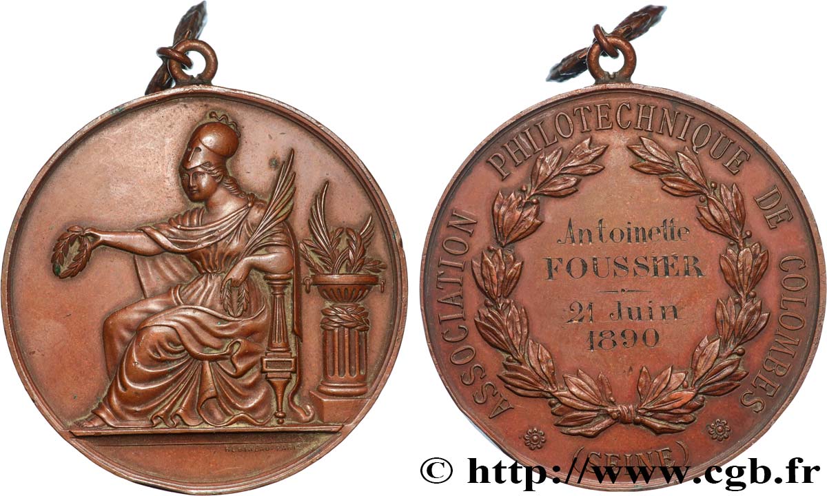 III REPUBLIC Médaille, Association philotechnique de Colombes AU