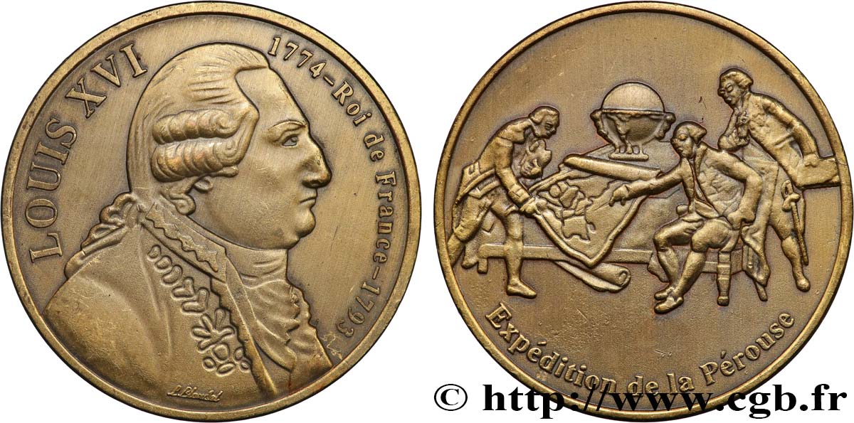 LOUIS XVI Médaille, Expédition de la Pérouse, refrappe TTB