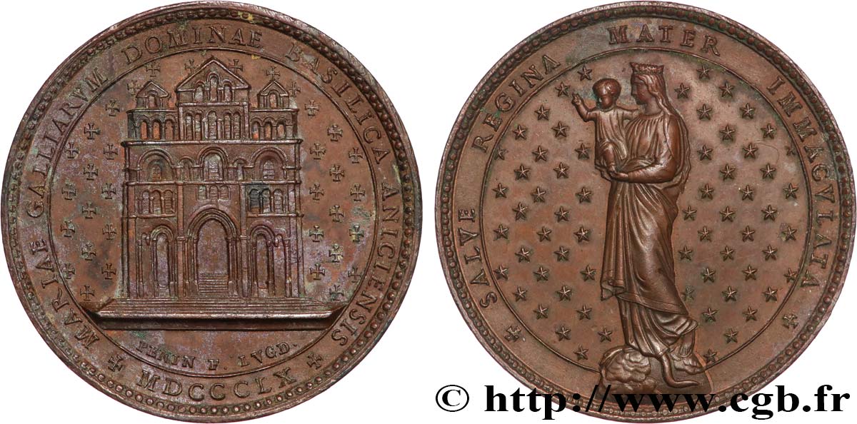 SECOND EMPIRE Médaille, Basilique du Puy-en-Velay et Notre-Dame de France TTB