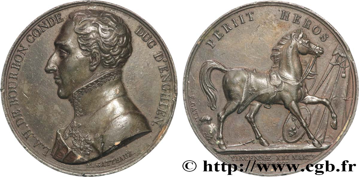 PRIMER IMPERIO Médaille, Mort du Duc d’Enghien, Louis-Antoine-Henri de Bourbon-Condé MBC