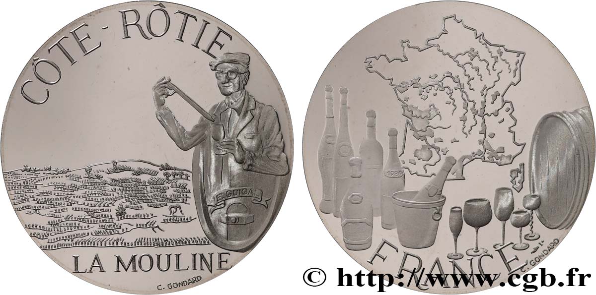 FUNFTE FRANZOSISCHE REPUBLIK Médaille, Côte-Rôtie, La Mouline Polierte Platte