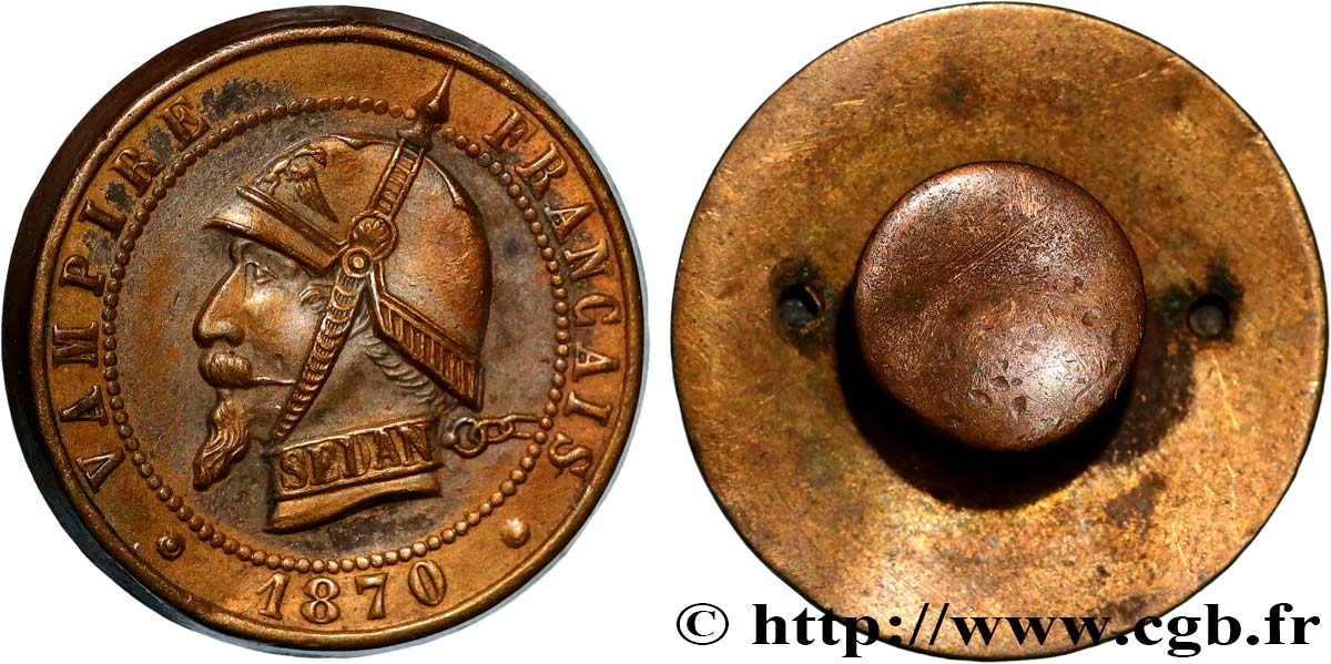 SECOND EMPIRE Médaille, Vampire français, Cocarde en coquillage, Série T des boutons XF