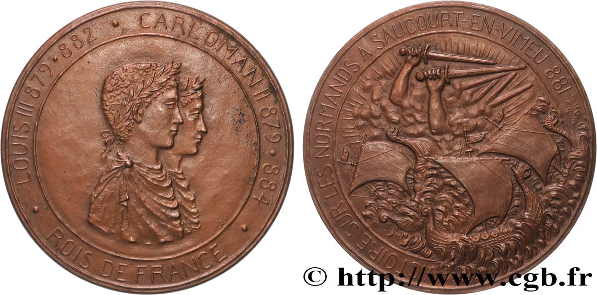 CARLOMAN II Médaille, Victoire sur les normands à Saucourt-en Vimeu AU