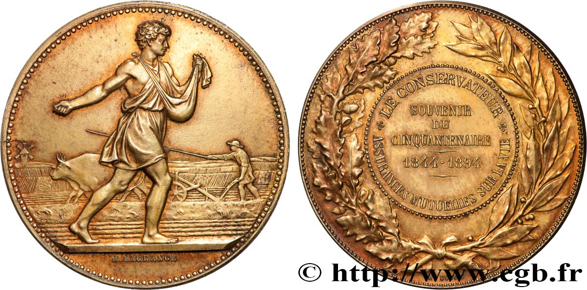 TROISIÈME RÉPUBLIQUE Médaille, Souvenir du cinquantenaire, Le Conservateur TTB+