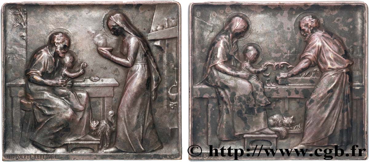 TERZA REPUBBLICA FRANCESE Plaquette de récompense, la Sainte Famille BB