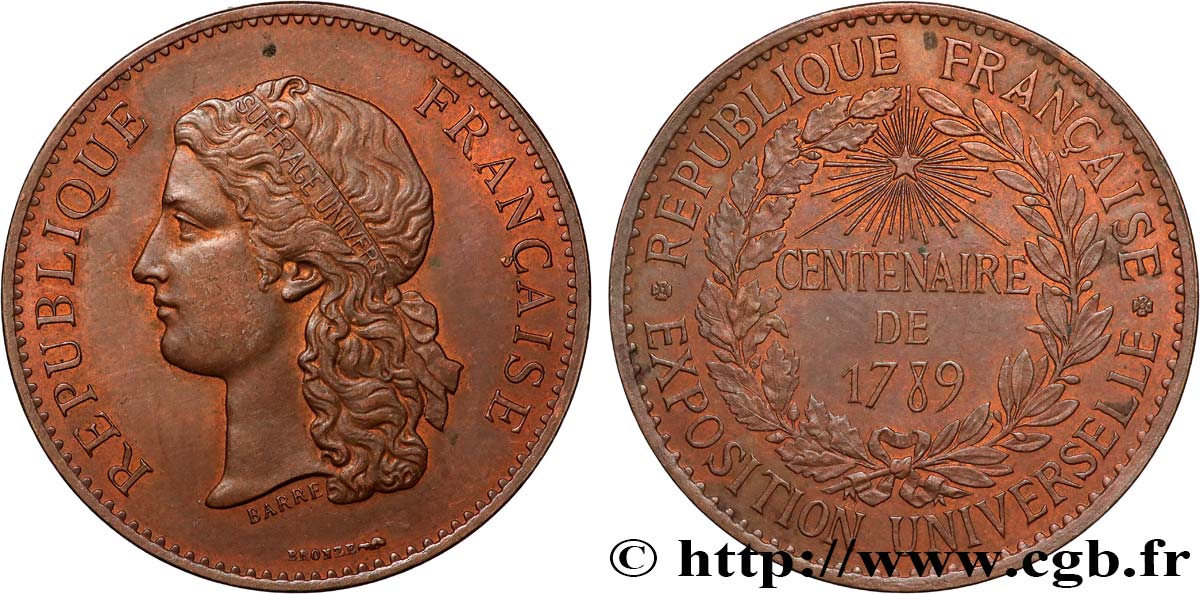 TROISIÈME RÉPUBLIQUE Médaille, Centenaire de 1789 TTB+