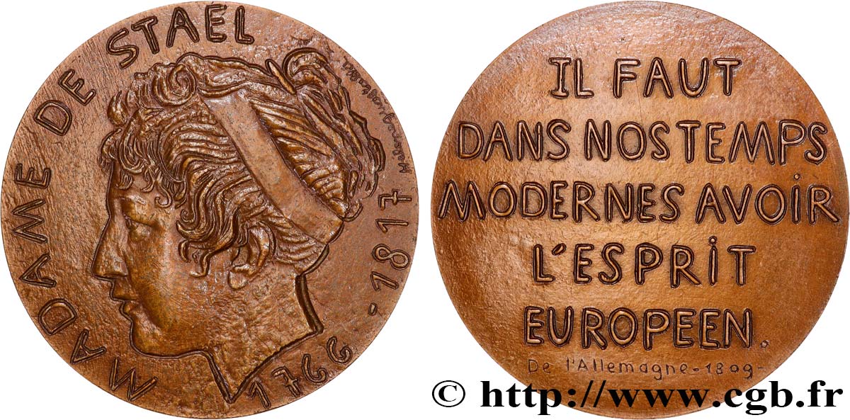 LITERATURE : WRITERS - POETS Médaille, Germaine de Staël dite Madame de Staël AU