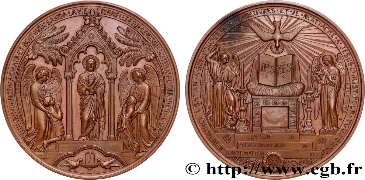 TROISIÈME RÉPUBLIQUE Médaille de Baptême, Communion et Confirmation SUP