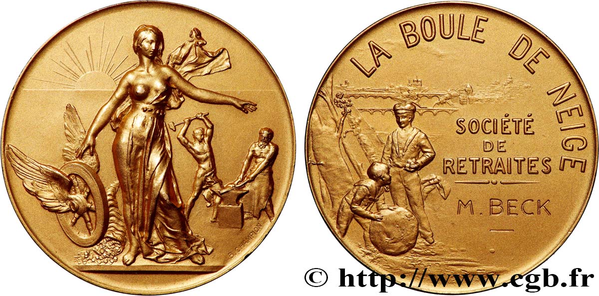 ASSURANCES Médaille, Boule de neige, Société de retraites AU