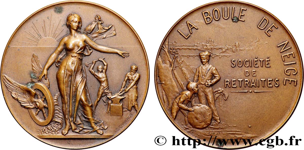 INSURANCES Médaille, Boule de neige, Société de retraites AU
