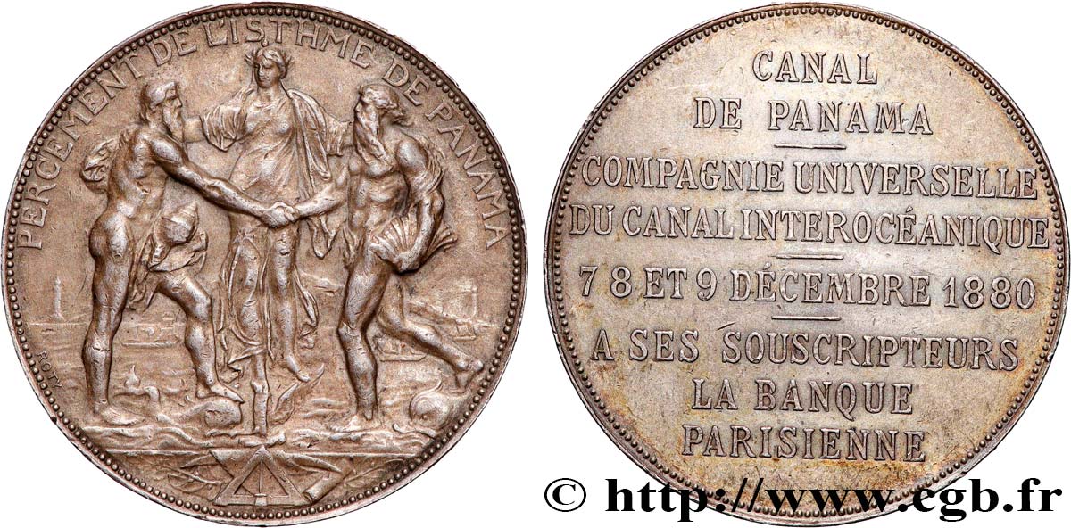CANAUX ET TRANSPORTS FLUVIAUX Médaille, Banque Parisienne et Canal de Panama fVZ