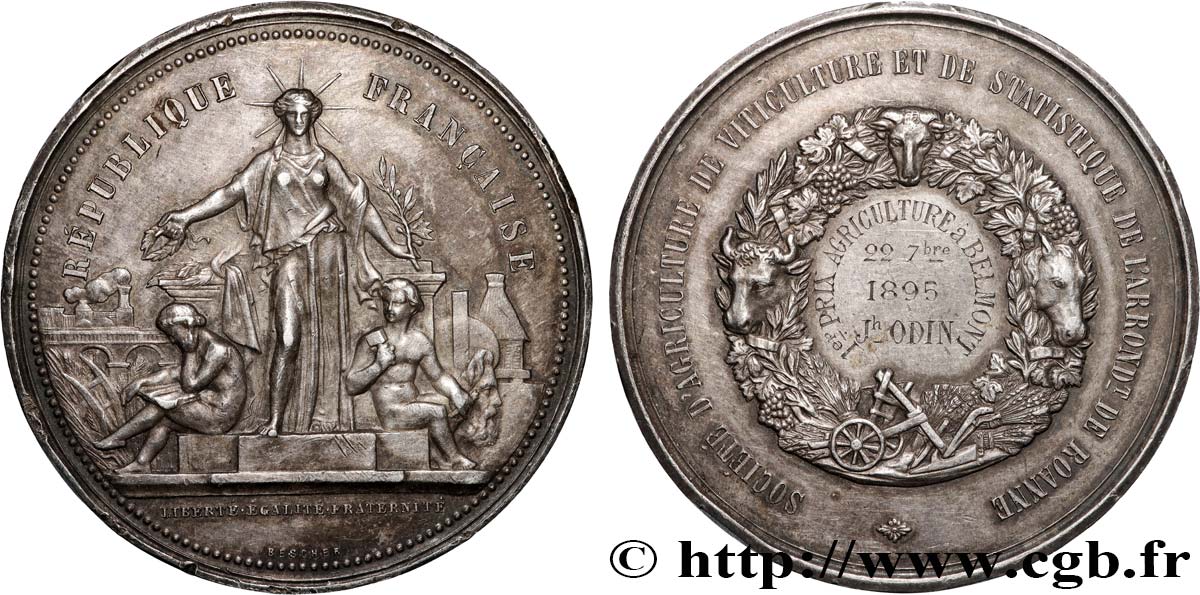 TERZA REPUBBLICA FRANCESE Médaille, Premier prix d’agriculture BB