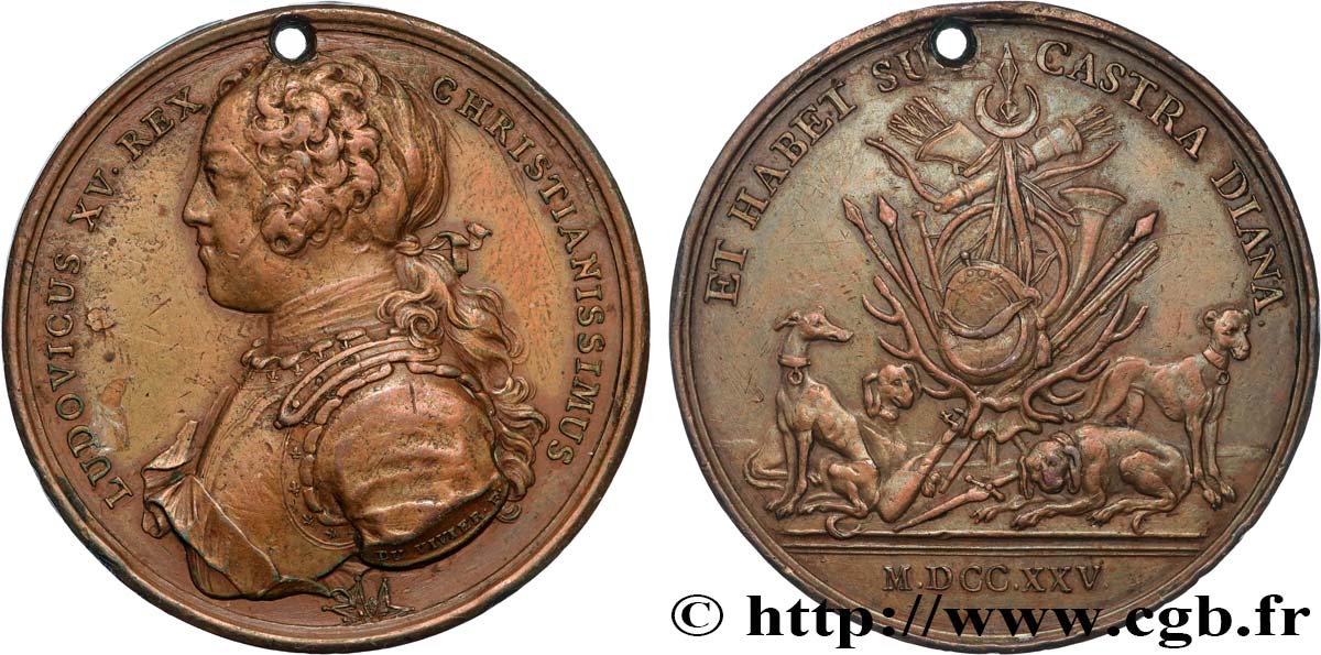 LOUIS XV DIT LE BIEN AIMÉ Médaille, La chasse de Louis XV fSS