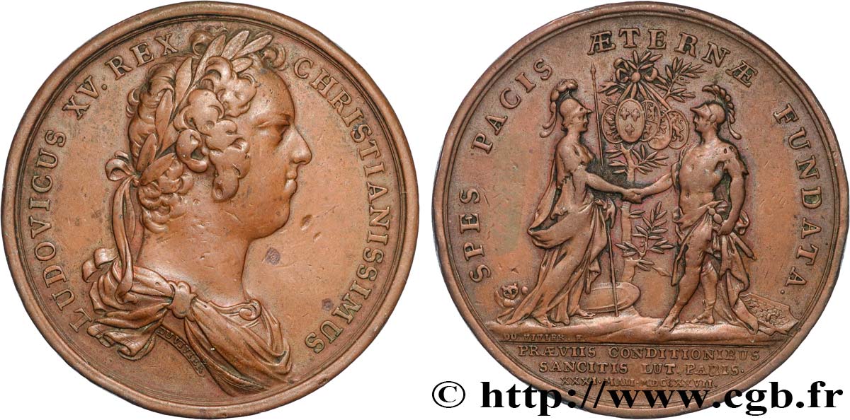 LOUIS XV THE BELOVED Médaille, Préliminaires de Paix VF