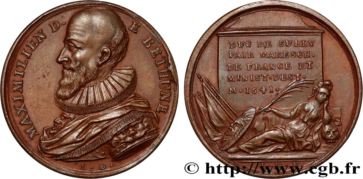 LOUIS XIII LE JUSTE Médaille, Décès du Duc de Sully, Maximilien de Béthune TTB+