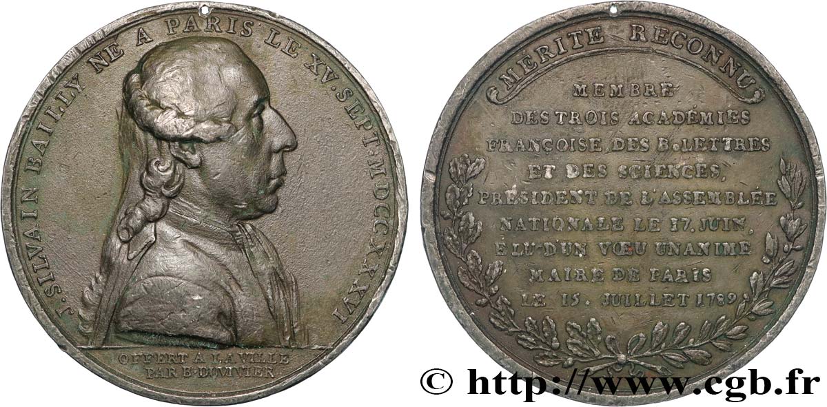 LOUIS XVI Médaille, Bailly maire de Paris VF