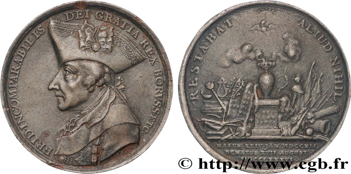 GERMANY - KINGDOM OF PRUSSIA - FREDERICK II THE GREAT Médaille, Décès de Frédéric II le Grand VF