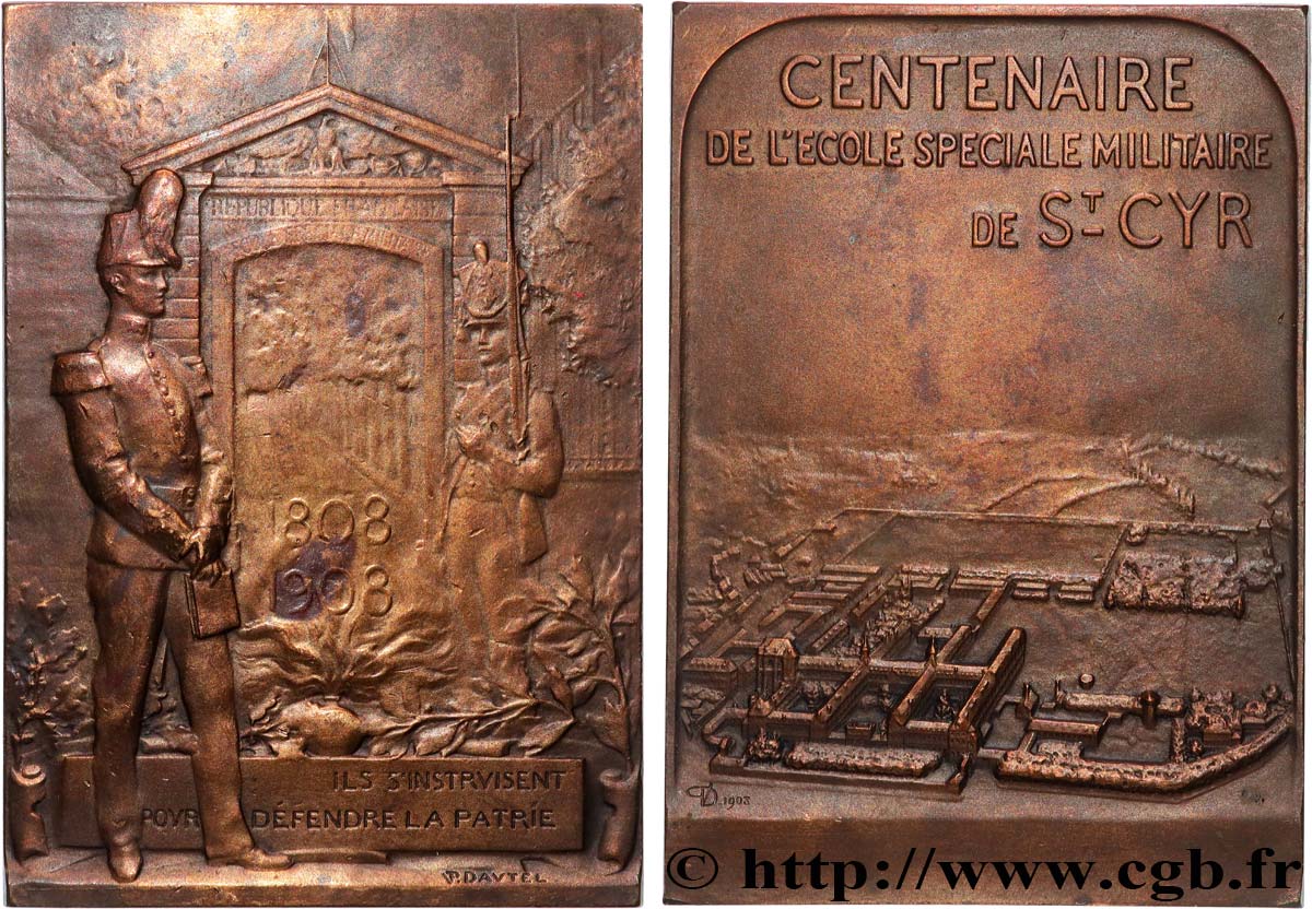 TROISIÈME RÉPUBLIQUE Plaquette, Centenaire de l’école spéciale militaire de Saint Cyr TTB