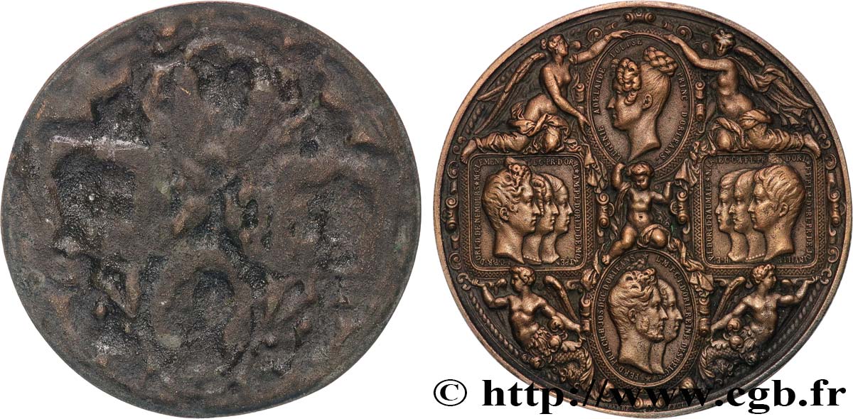LUIGI FILIPPO I Médaille dynastique pour la visite de la Monnaie, tirage uniface du revers q.SPL
