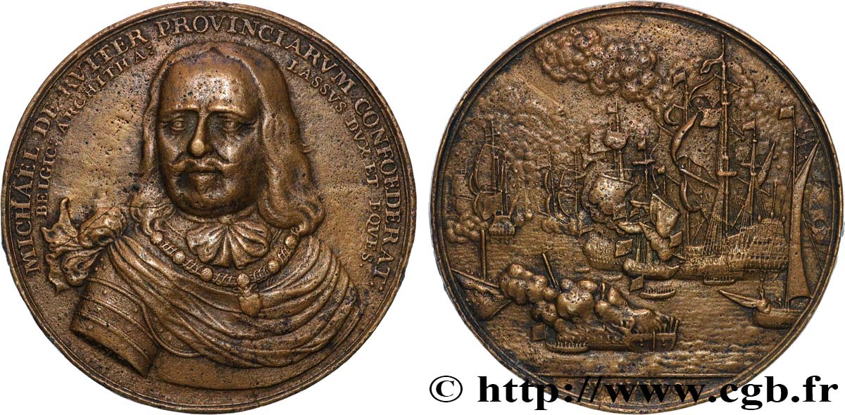 PAYS-BAS - PROVINCES-UNIES Médaille, Décès de l’amiral Michael de Ruyter, fonte postérieure TB+