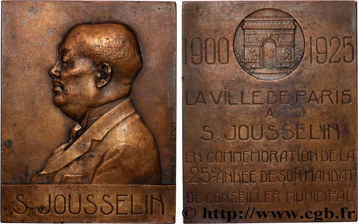 DRITTE FRANZOSISCHE REPUBLIK Plaquette, Stéphane Jousselin, conseiller municipal de Paris SS