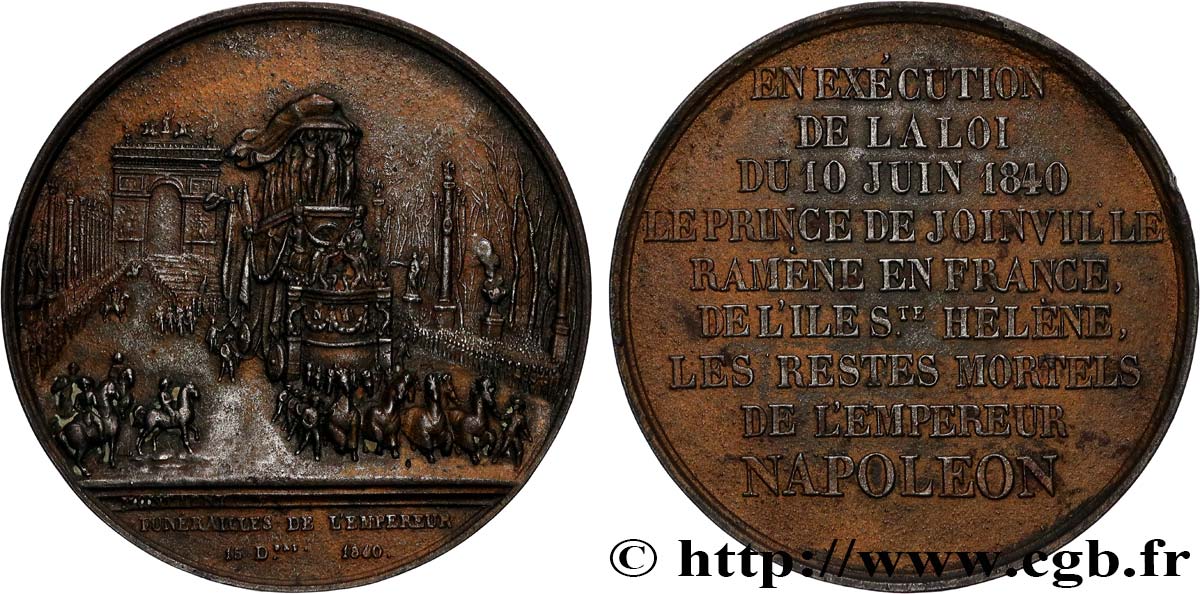 LOUIS-PHILIPPE I Médaille, Funérailles de l’empereur, Le Prince de Joinville ramène les restes mortels VF