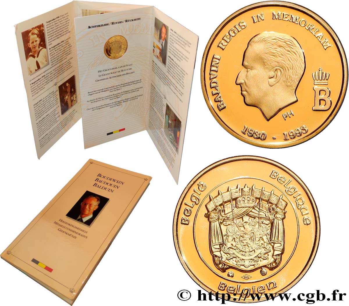 BÉLGICA Médaille, Roi Baudouin FDC