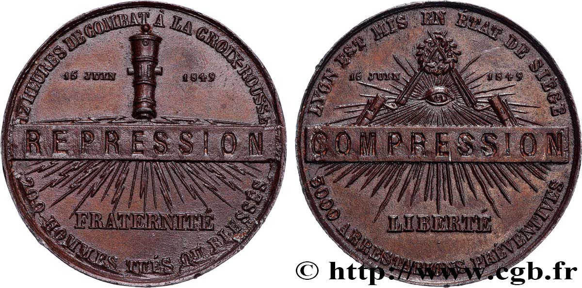 DEUXIÈME RÉPUBLIQUE Médaille du combat à la croix-rousse SS