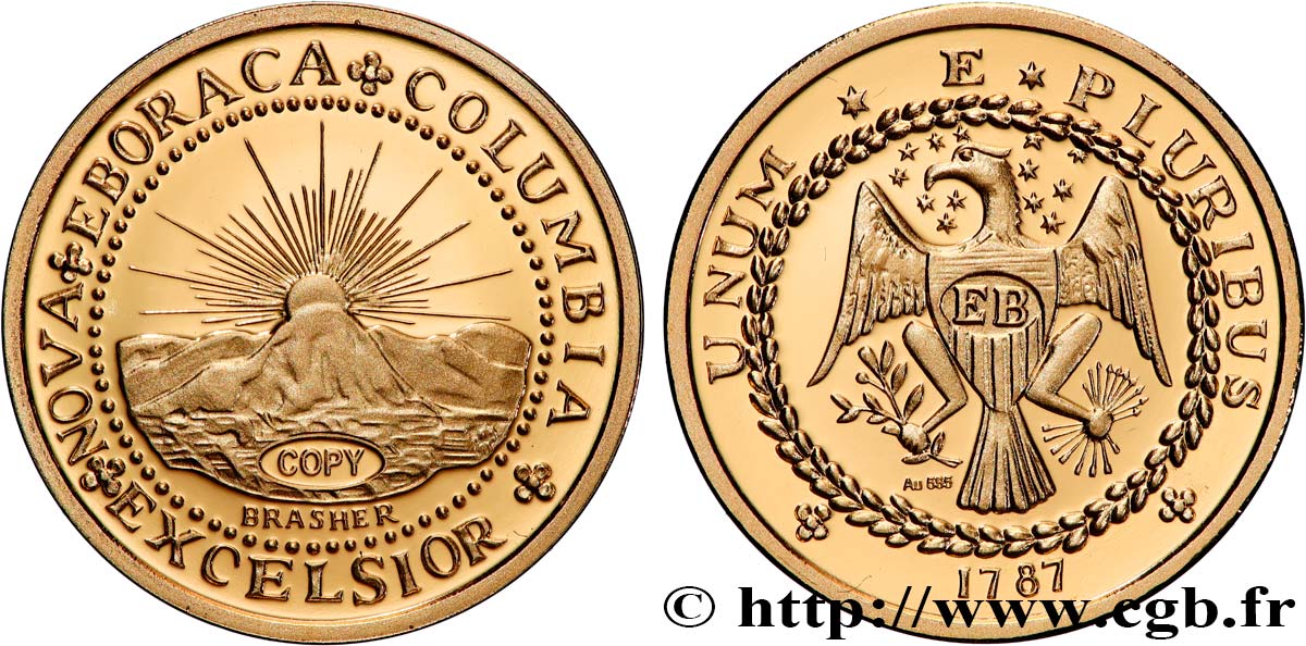 1 MILLION DOLLAR-SERIE Médaille, Reproduction d’une monnaie, Brasher Doubloon Polierte Platte