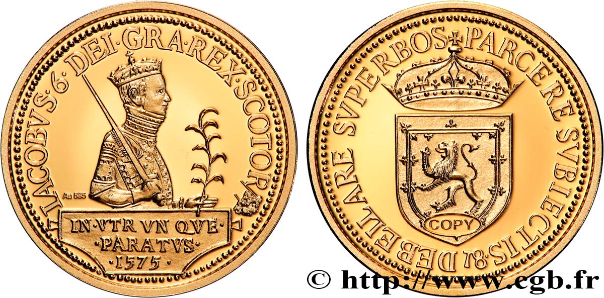 1 MILLION DOLLAR-SERIE Médaille, Reproduction d’une monnaie, 20 Livres de James VI Polierte Platte