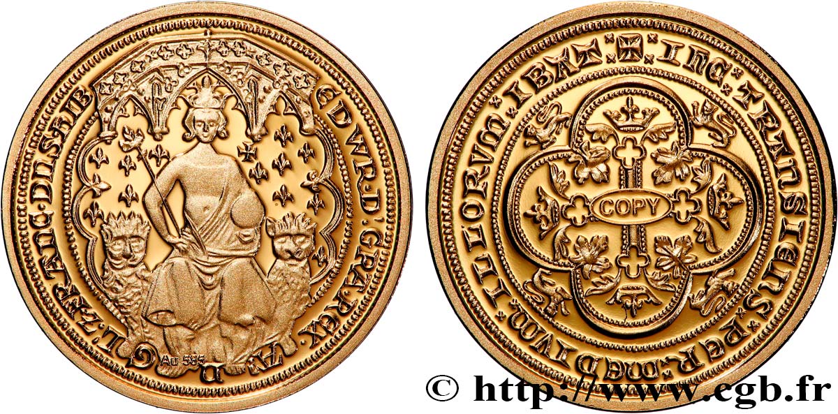 
SERIE DE 1 MILLÓN DE DÓLARES Médaille, Reproduction d’une monnaie, Double léopard d’Edouard III Prueba