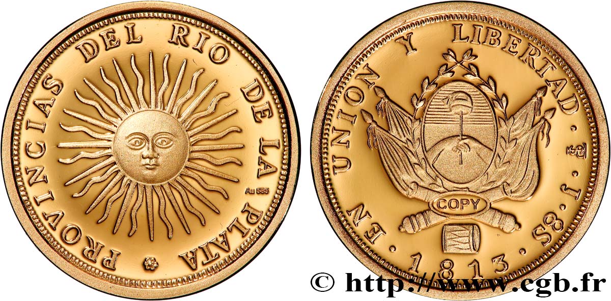 
SERIE DE 1 MILLÓN DE DÓLARES Médaille, Reproduction d’une monnaie, 8 Escudos d’Argentine Prueba