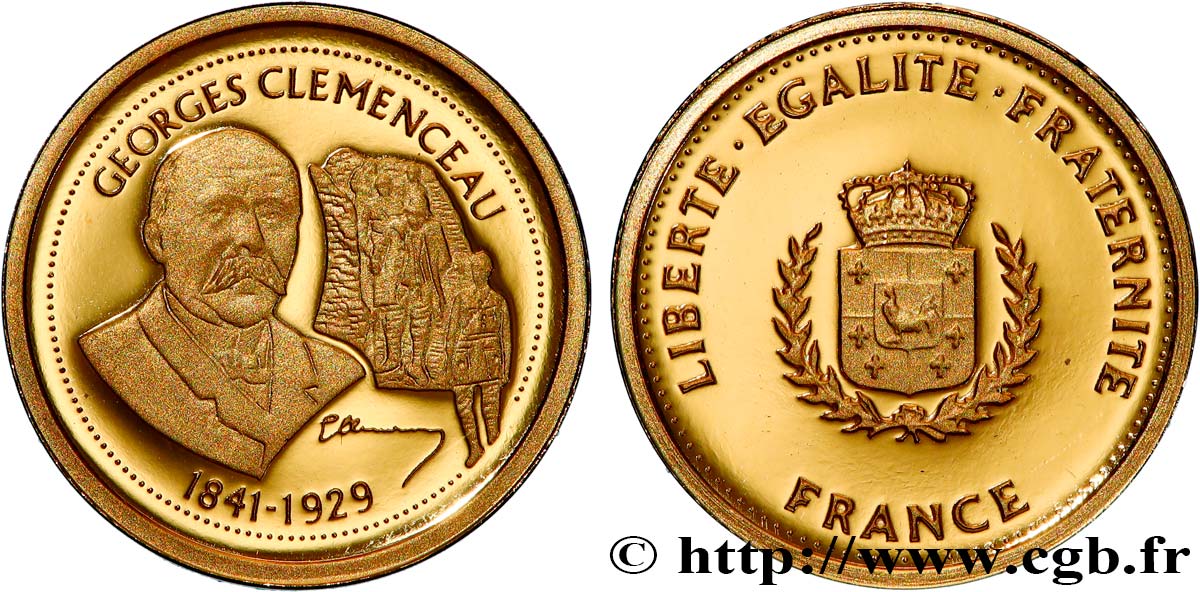 UNSERE GROSSEN MÄNNER Médaille, Georges Clemenceau Polierte Platte